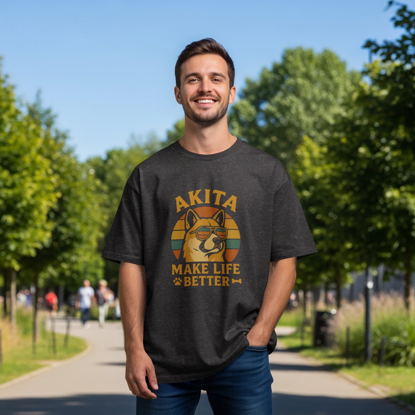 Akita Make Life Better Graphic Tee Shirt