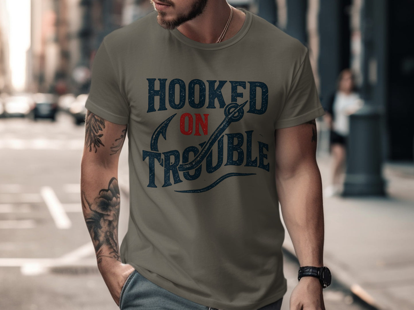 Hooked on Trouble Graphic T-Shirt Casual Product