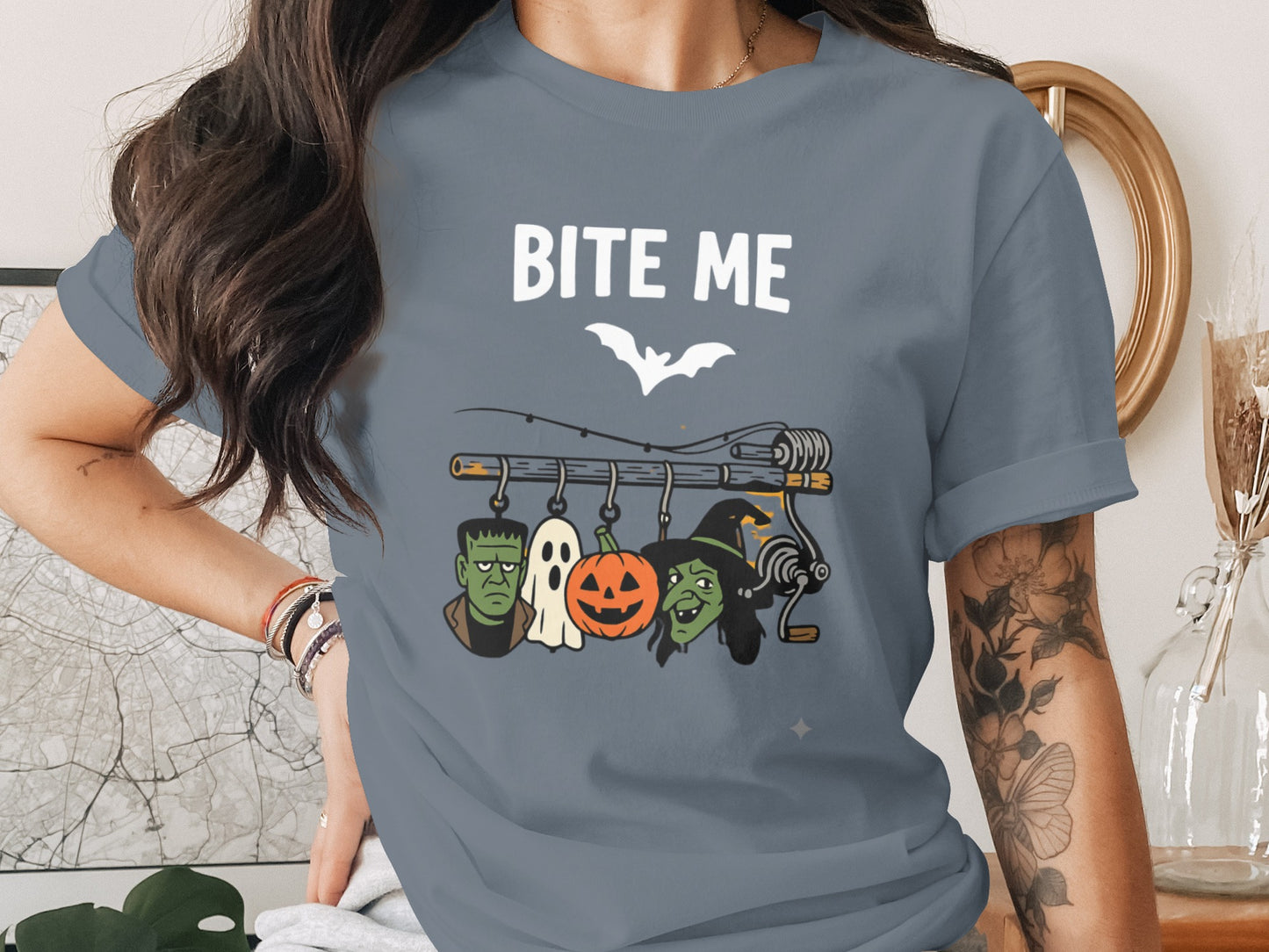 Bite Me Frankenstein Halloween Heads Shirt product type