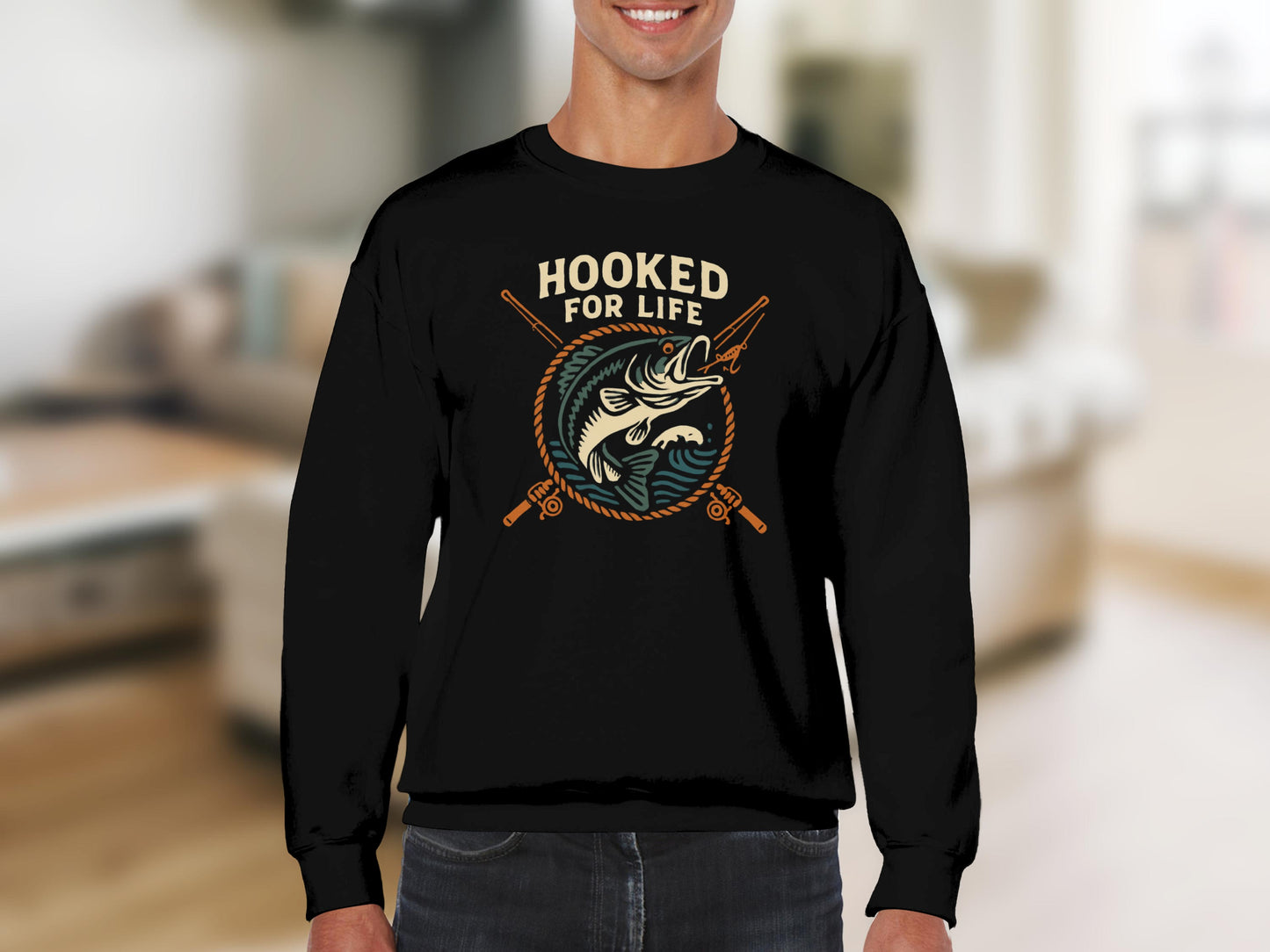 Hooked For Life Fishing Graphic Sweatshirt product type