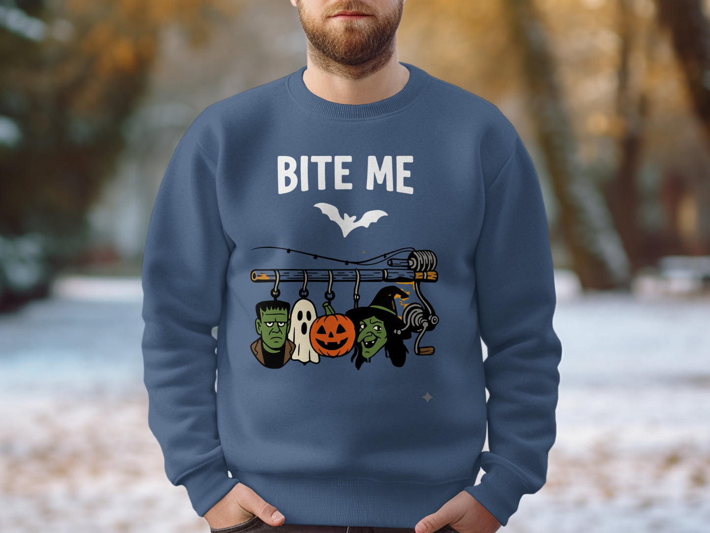 Bite Me Halloween Themed Blue Sweatshirt product