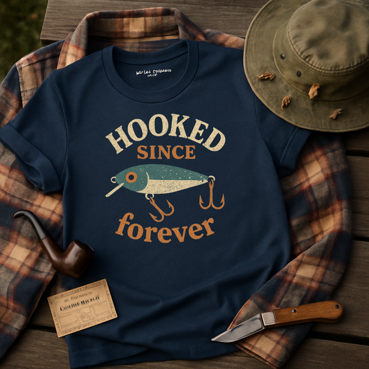 Hooked Since Forever Retro Fishing T-shirt product