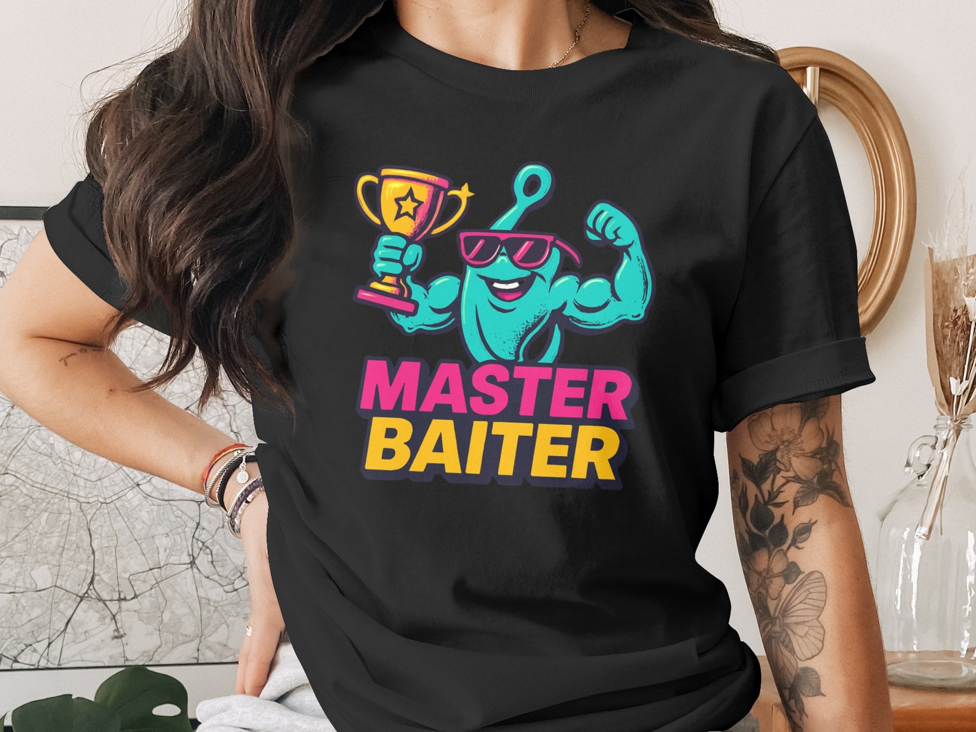 Master Baiter Funny Graphic T-Shirt Humorous Product