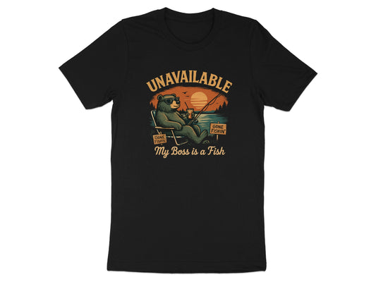 Unavailable My Boss is a Fish Graphic Black T-shirt product
