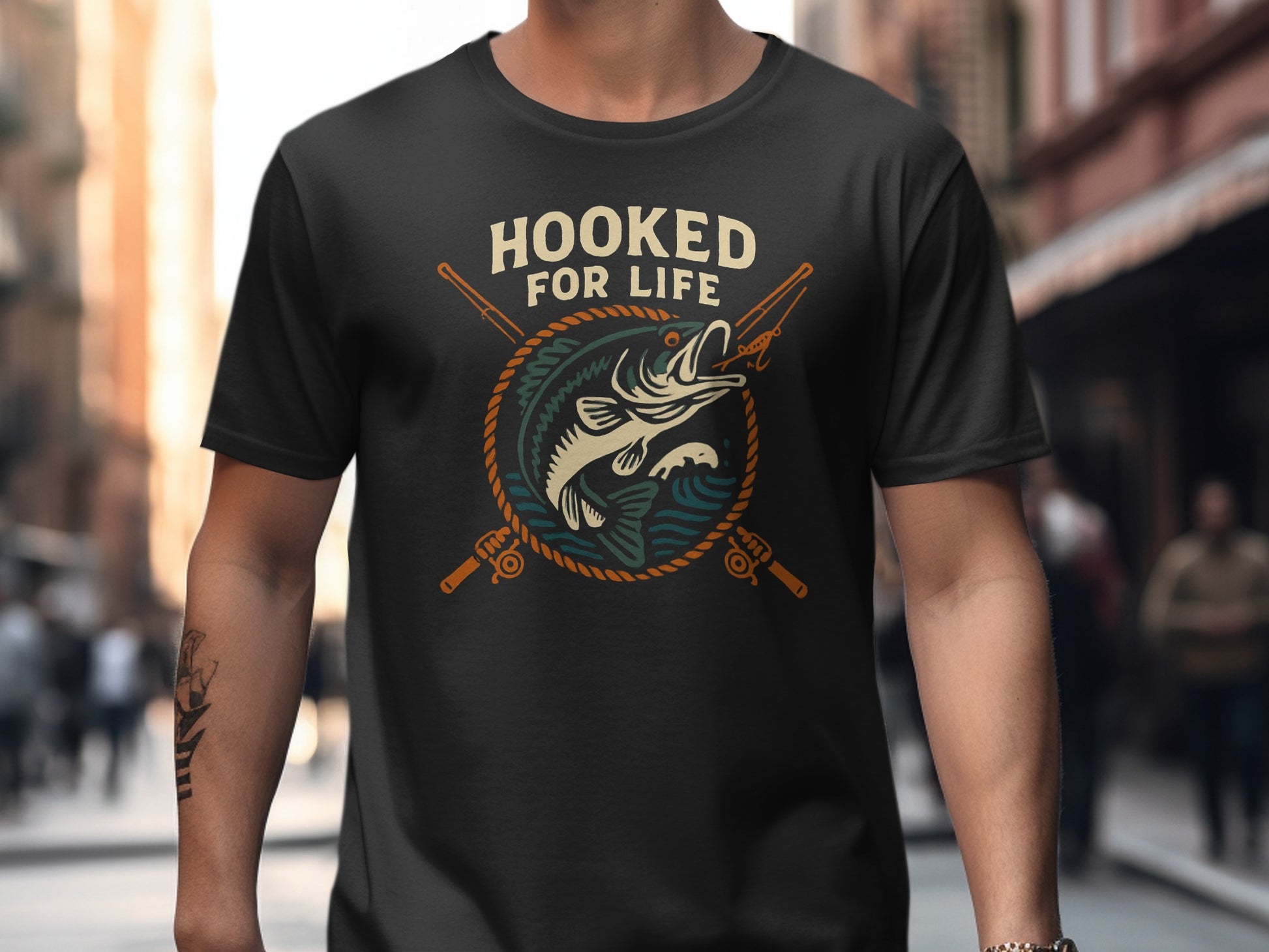 Hooked For Life Fishing Graphic T-Shirt product type