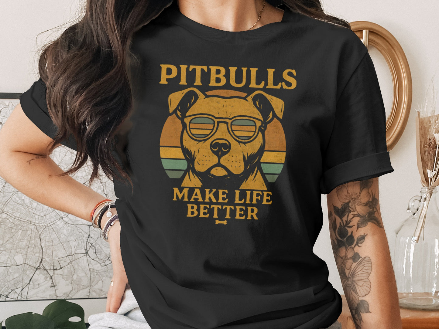 Pitbulls Make Life Better Graphic Tee Shirt