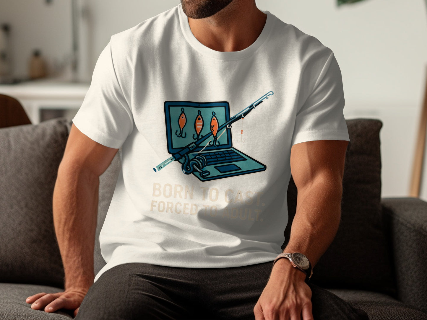 Born to Cast Forced to Adult Fisherman T-shirt product