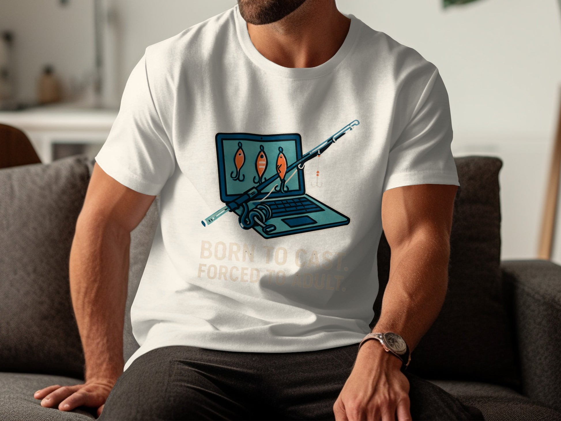 Born to Cast Forced to Adult Fisherman T-shirt product
