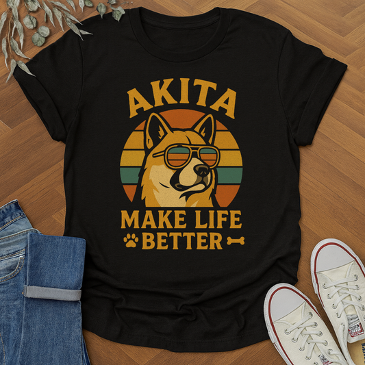 Akita Make Life Better Dog T-Shirt