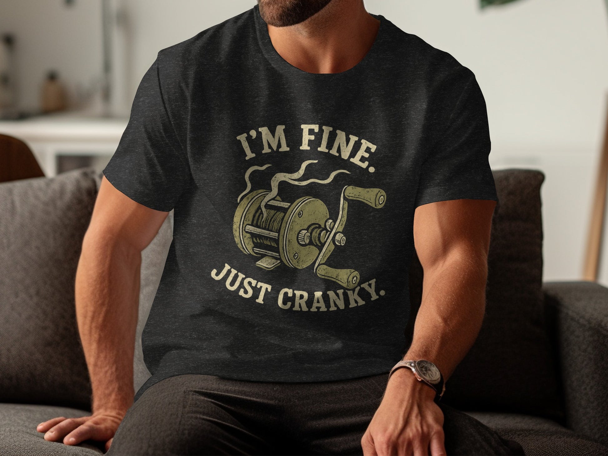 I'm Fine Just Cranky Text Graphic T-Shirt product