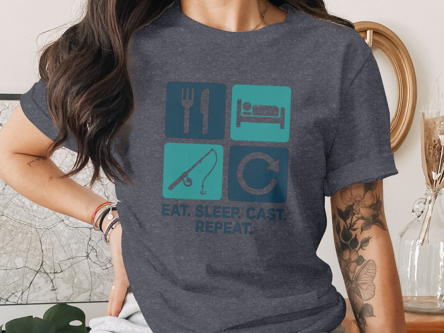 Eat Sleep Cast Repeat Graphic Novelty Shirt product