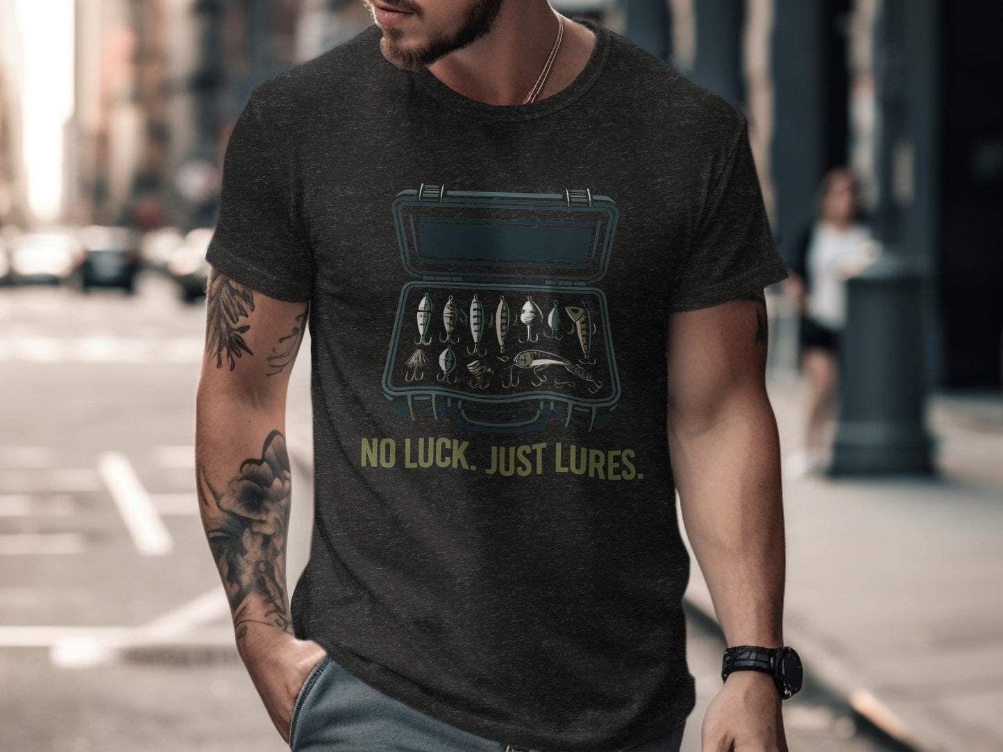No Luck Just Lures Fishing Graphic Printed T-shirt product