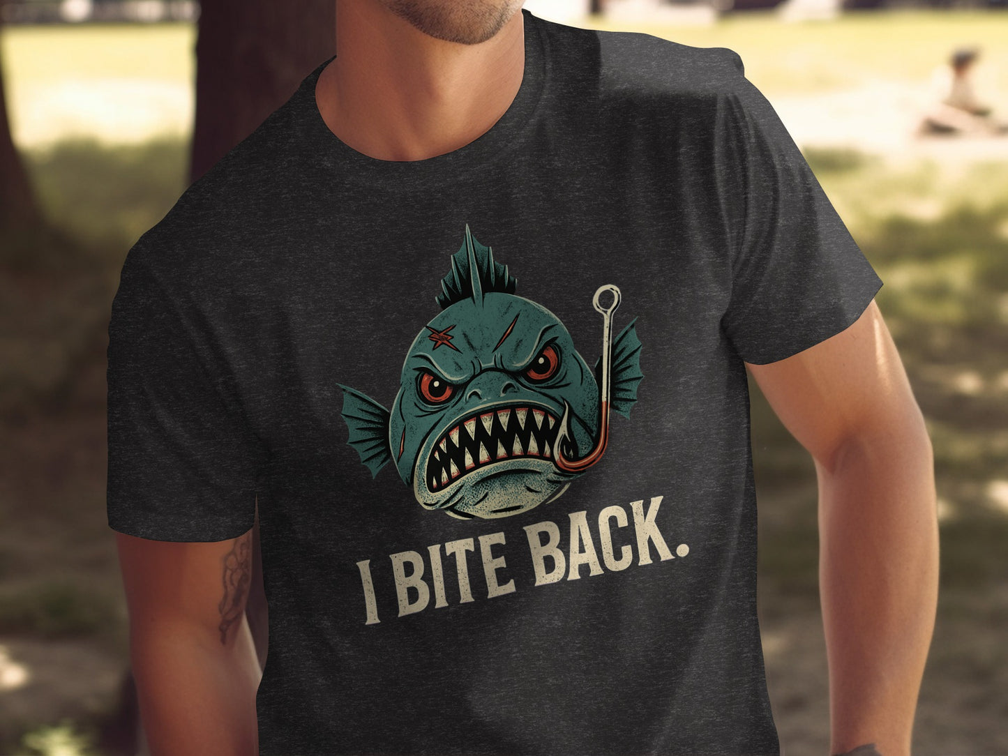Fierce Piranha Graphic I Bite Back Statement Shirt product