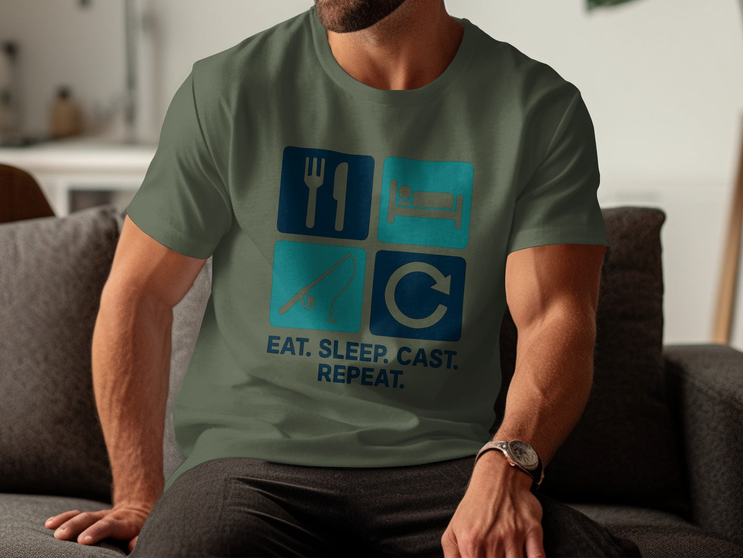 Eat Sleep Cast Repeat Graphic T-Shirt Product