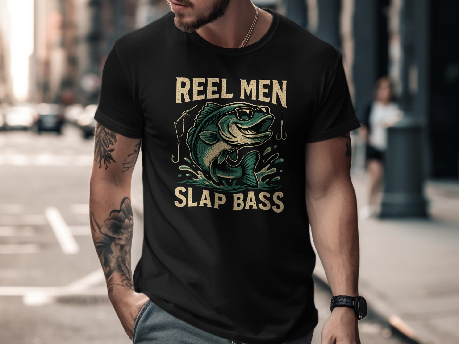 Reel Men Slap Bass Graphic Tee T-shirt product