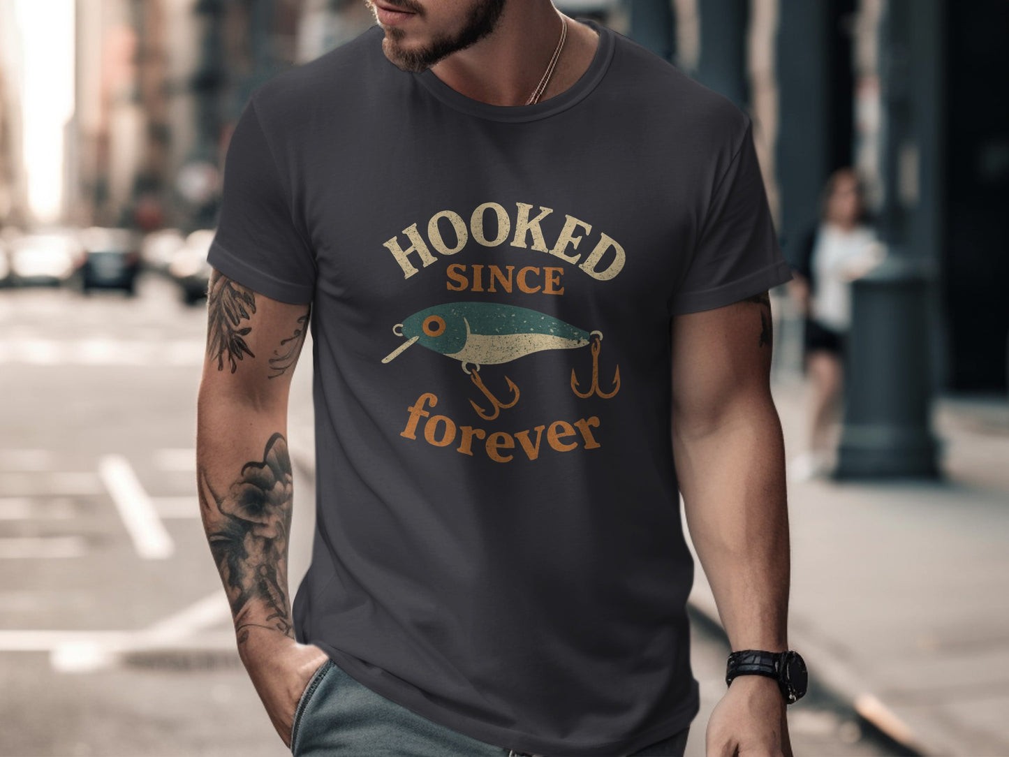 Hooked Since Forever Fishing Theme T-Shirt product