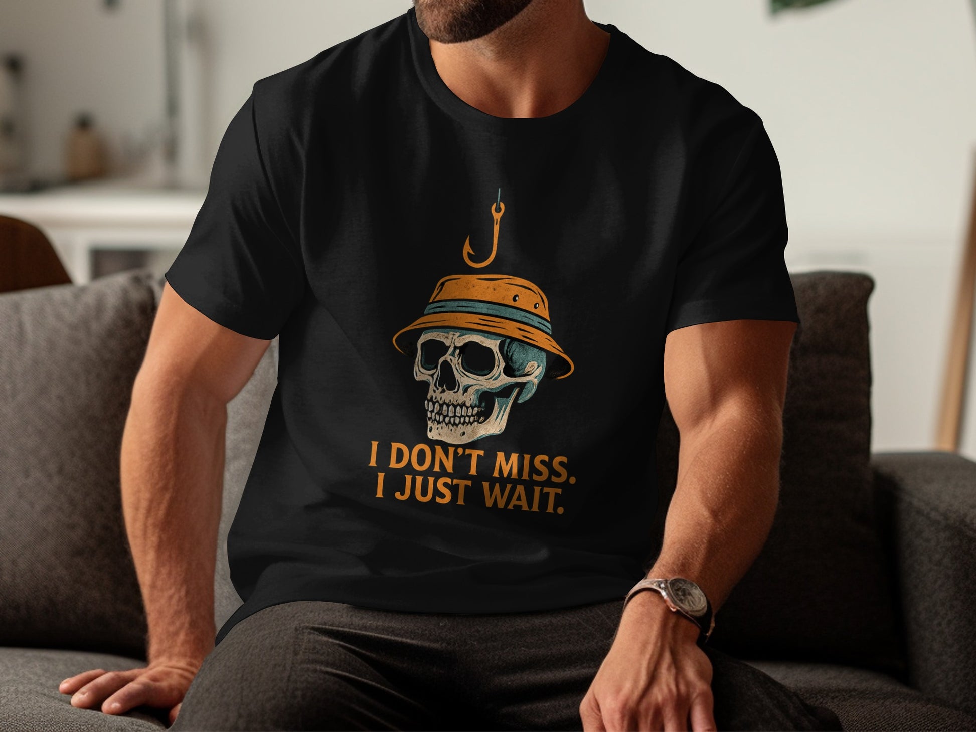 Skull with Hook I Don't Miss I Just Wait product type