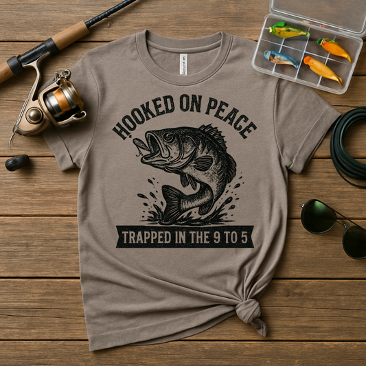 Hooked On Peace Trapped In The 9 To 5 T-shirt product