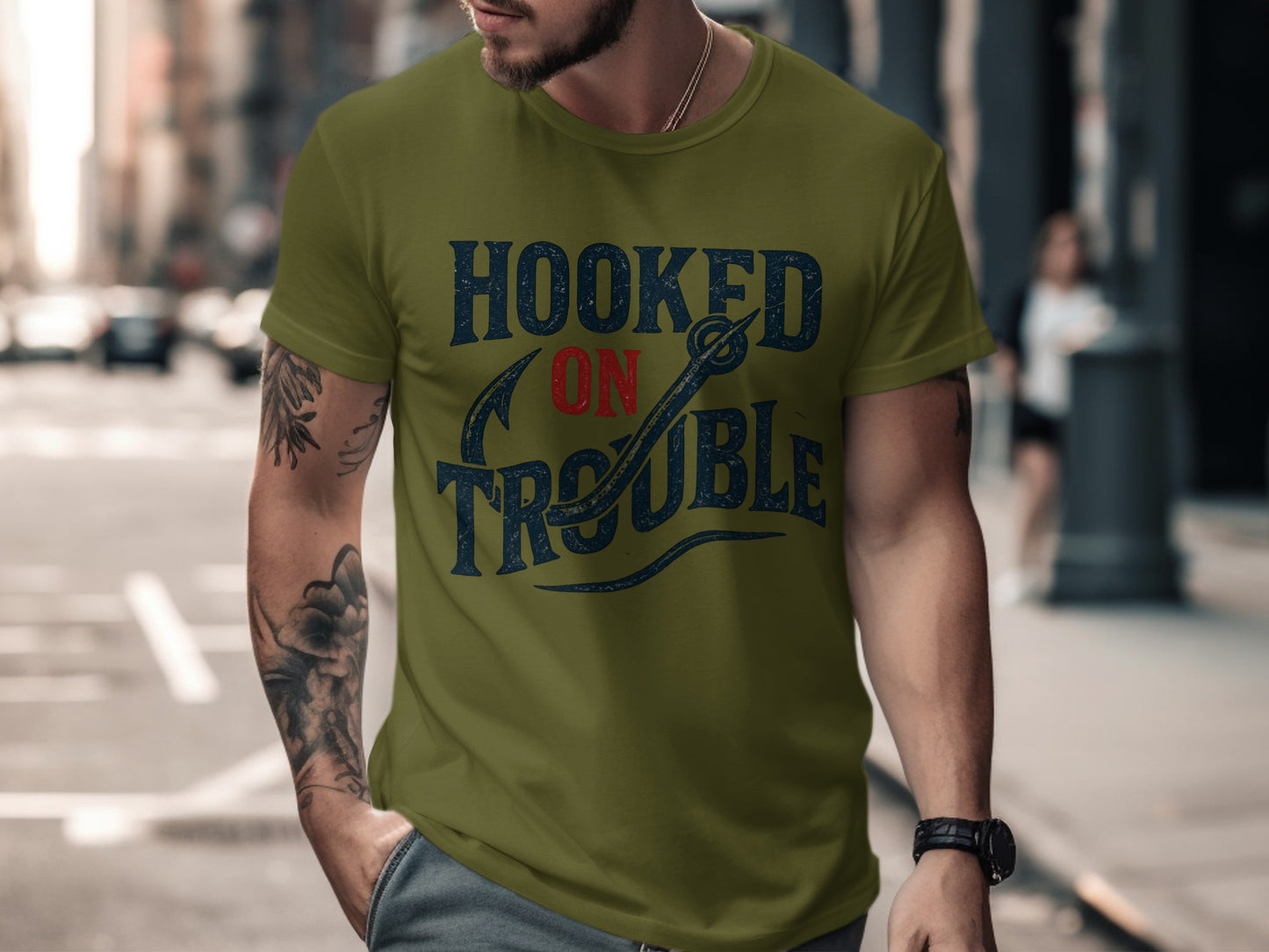 Hooked On Trouble Graphic Tee Shirt Product
