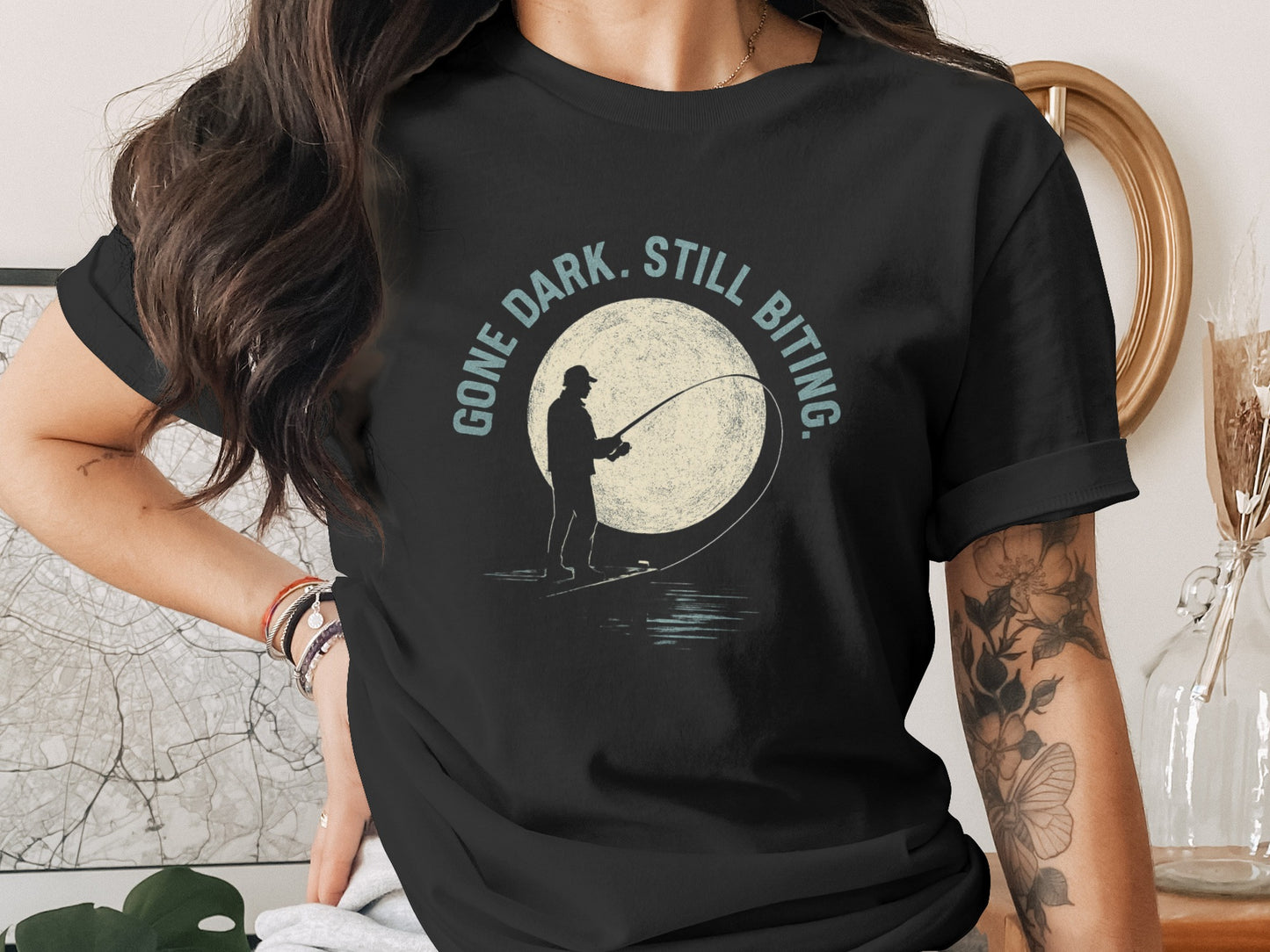 Gone Dark Still Biting Fisherman Graphic T-Shirt product