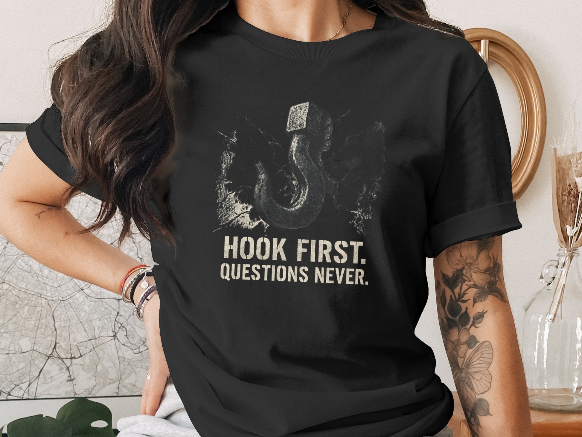 Hook First Questions Never Graphic Tee product