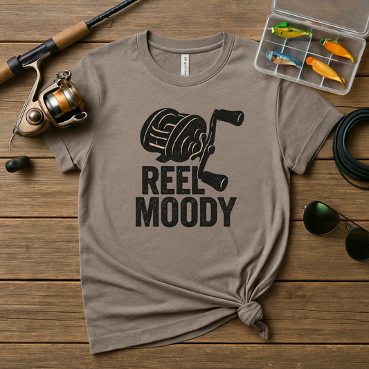 Reel Moody Graphic Design Fishing T-Shirt product type