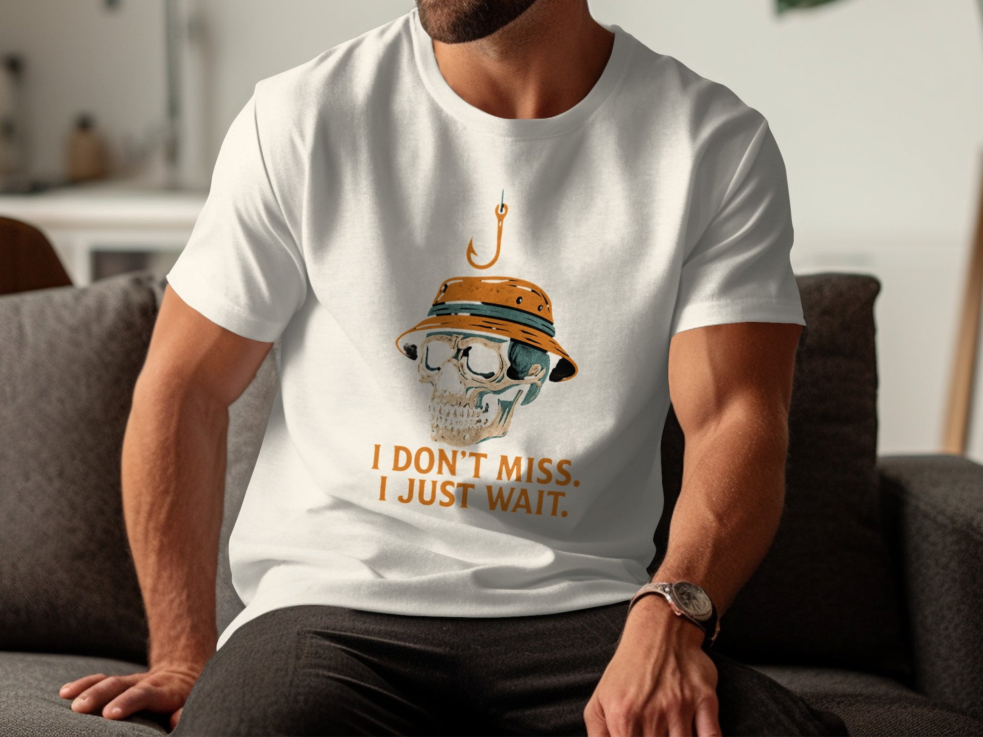 I Don't Miss I Just Wait Skull Fishing Hat T-shirt product type