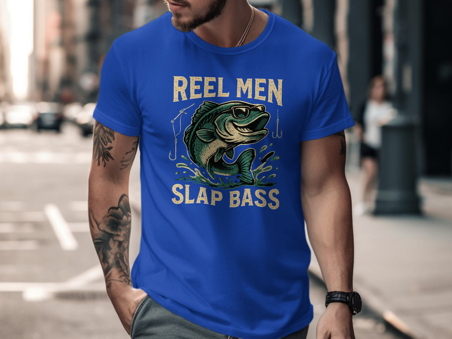 Reel Men Slap Bass Fishing Graphic Tee product
