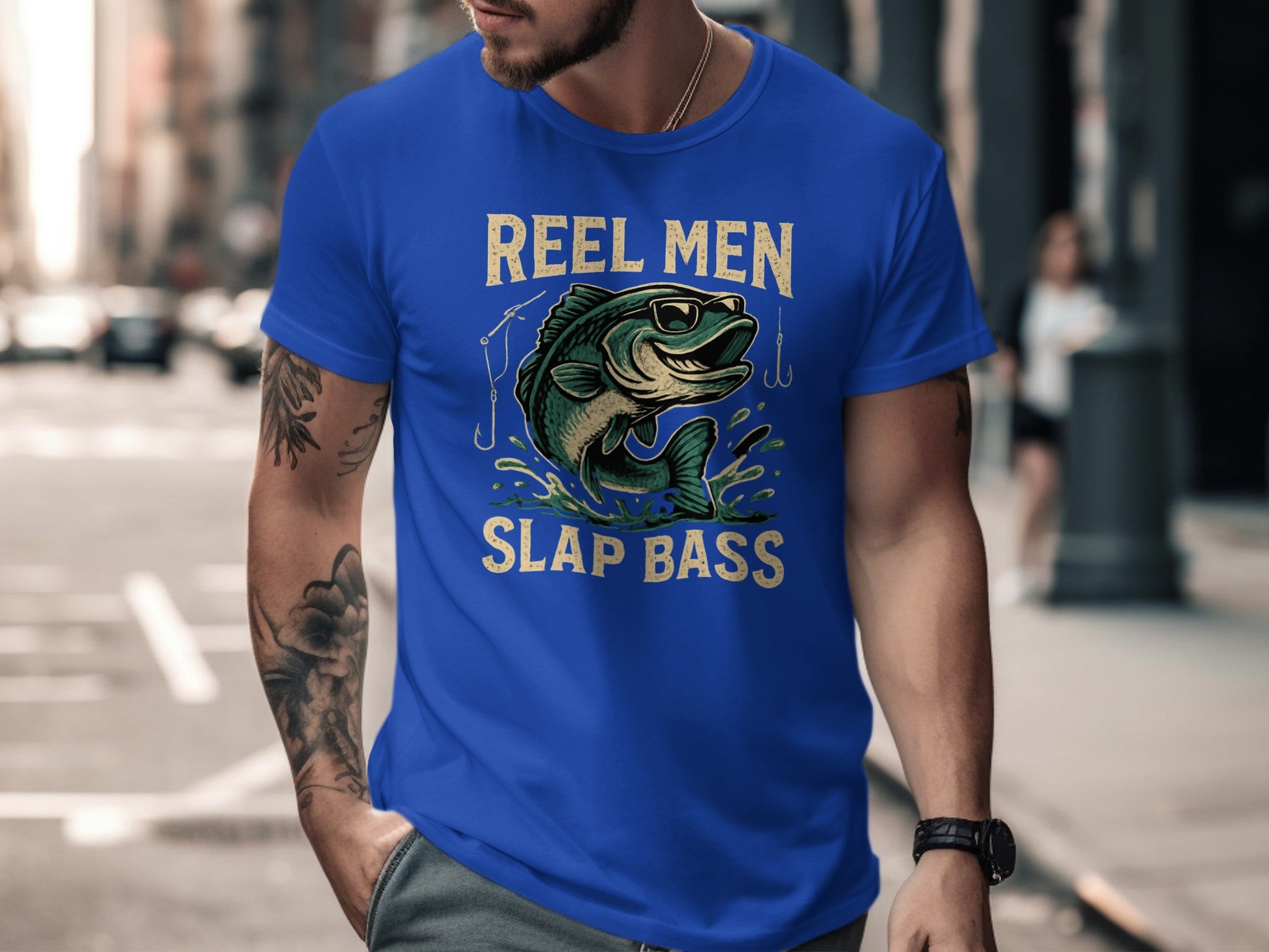 Reel Men Slap Bass Fishing Graphic Tee product