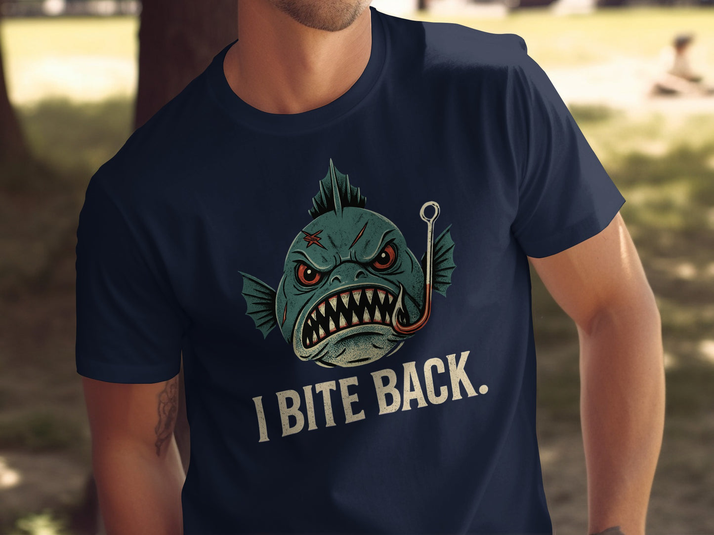 I Bite Back Angry Fish Graphic T-shirt product type