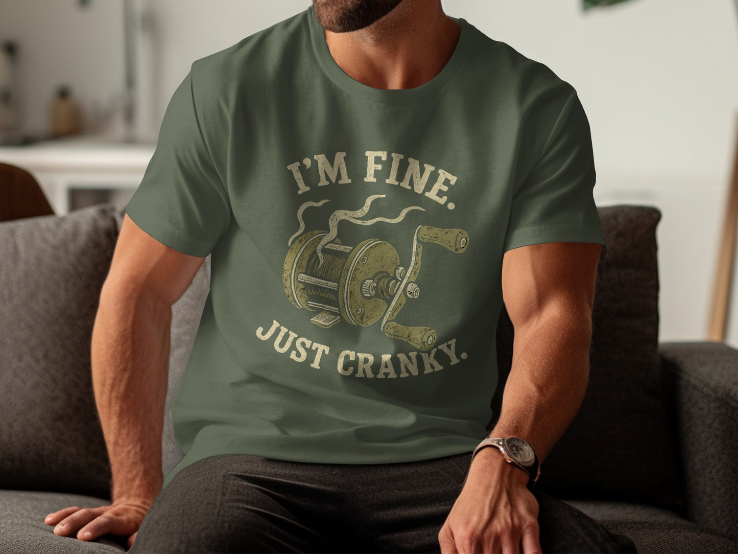 I'm Fine Just Cranky Fishing Reel Graphic product type