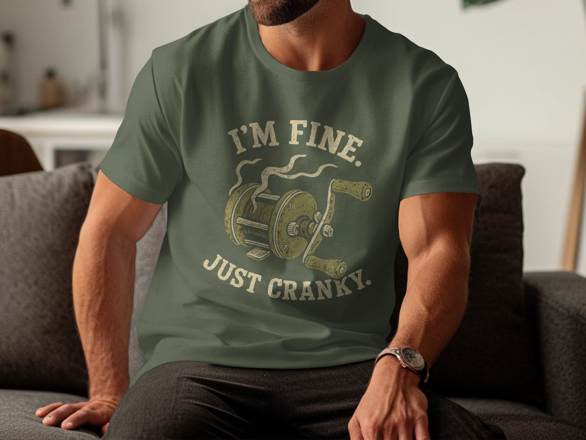 I'm Fine Just Cranky Fishing Reel Graphic product type