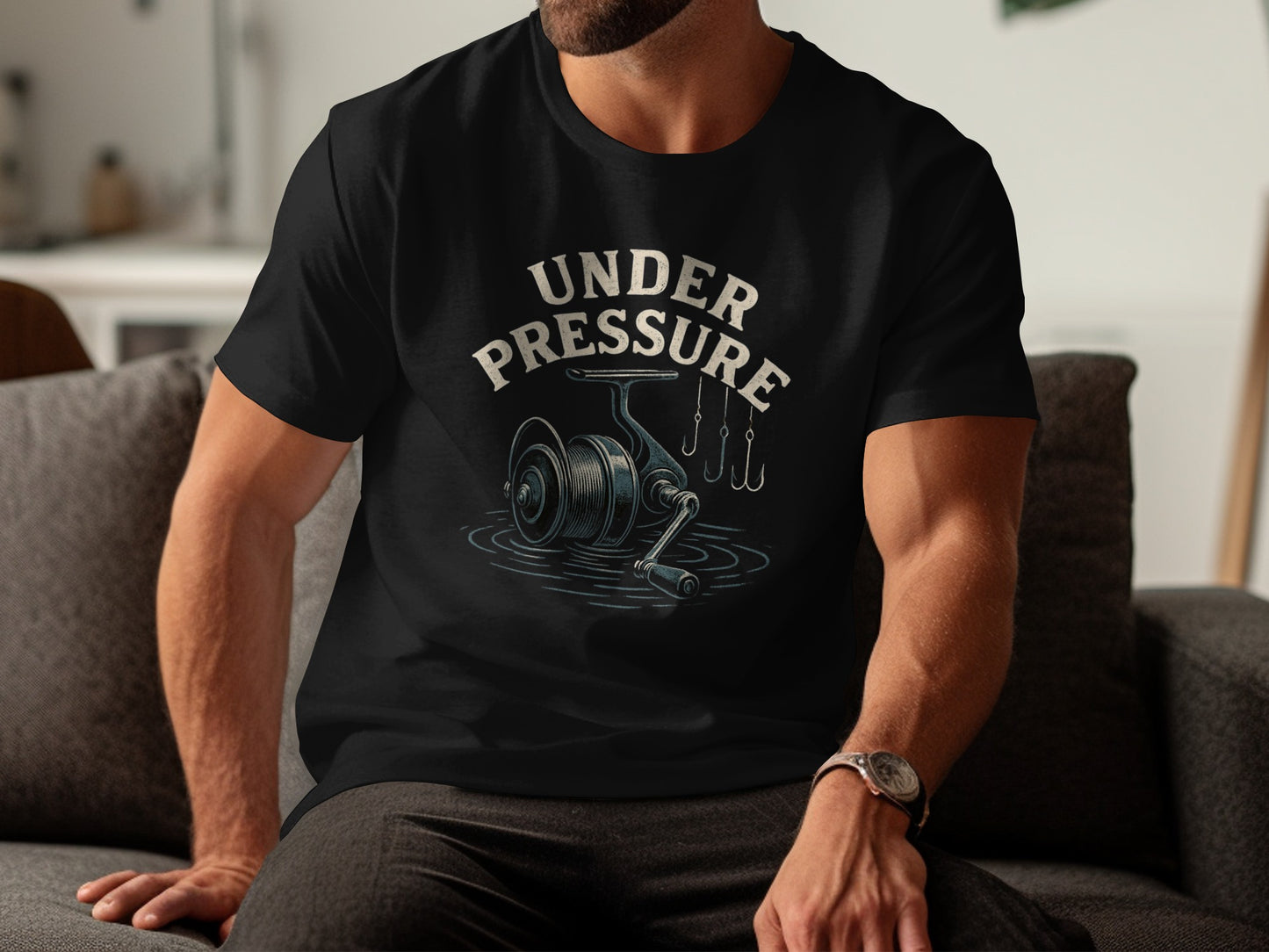 Under Pressure Fishing Themed Graphic T-Shirt product type