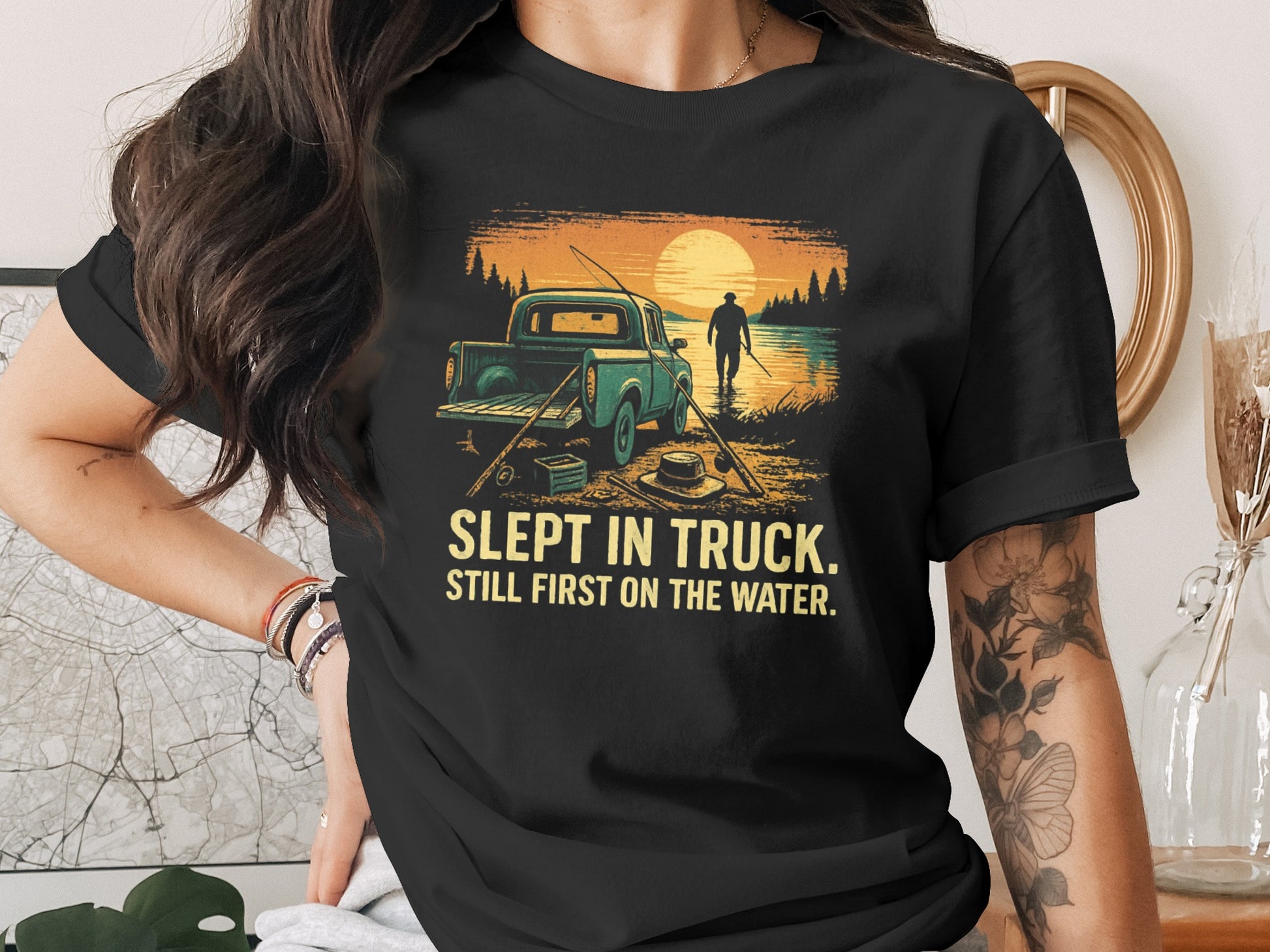 Slept in Truck Still First On The Water T-Shirt product type