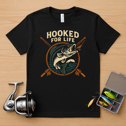 Hooked For Life Fishing Graphic T-Shirt product