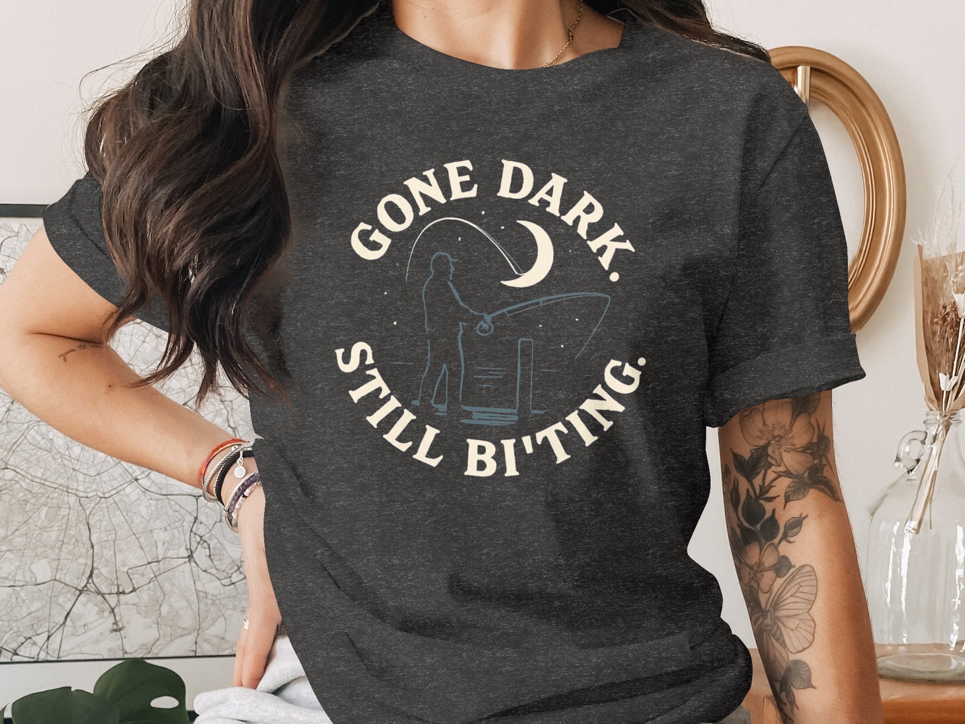 Gone Dark Still Biting Graphic Fishing Tee product