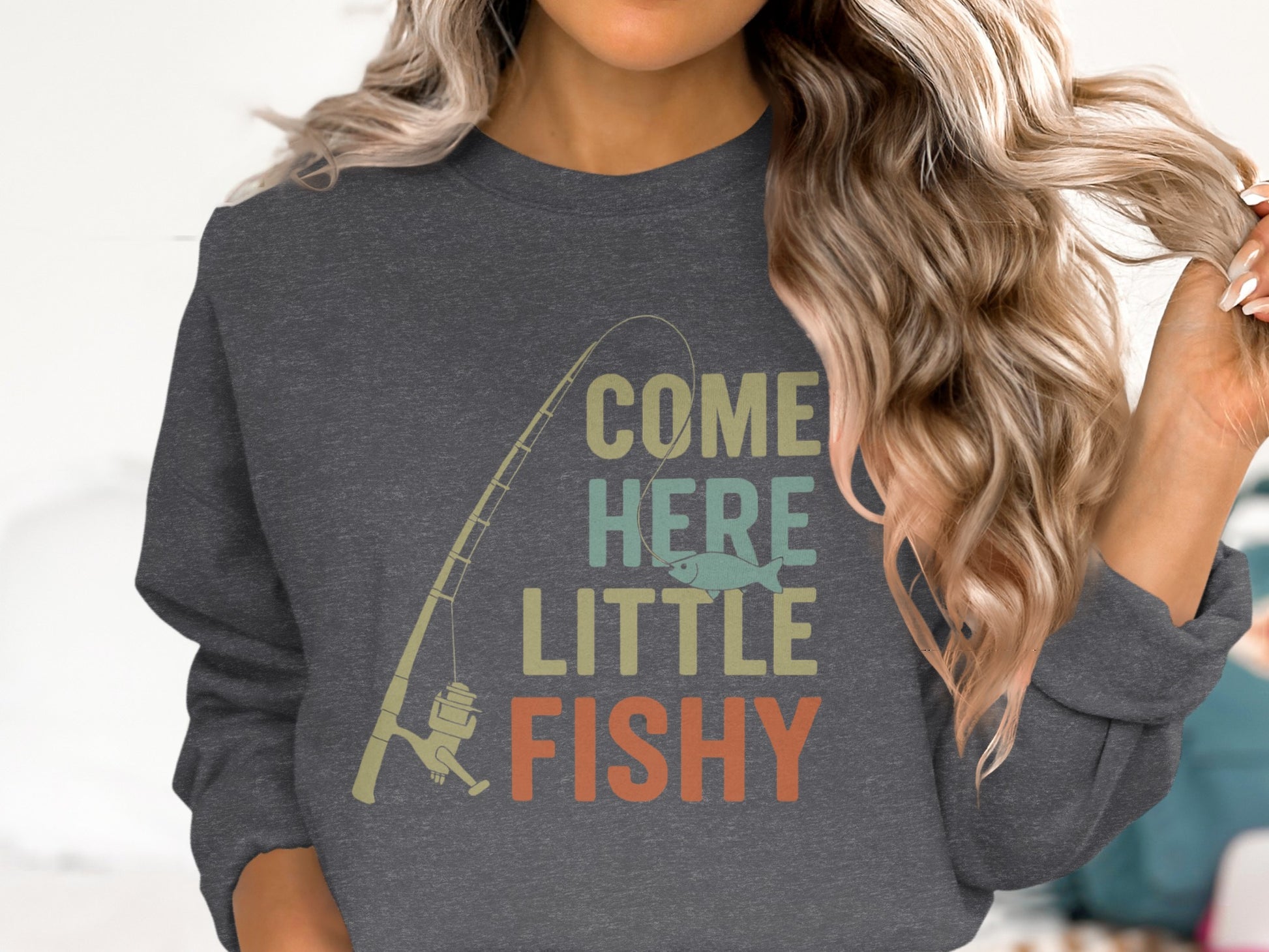 Come Here Little Fishy Funny Women's Sweatshirt product type