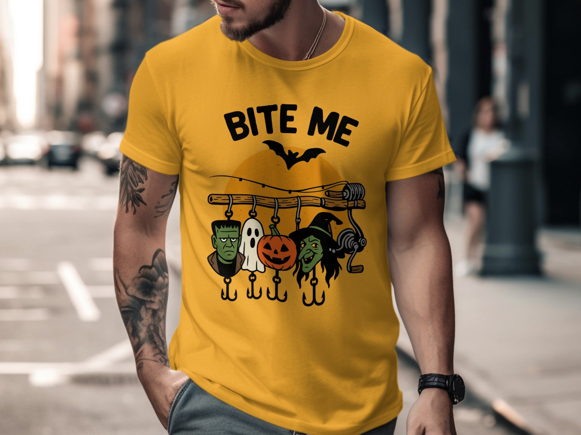 Bite Me Halloween Theme Graphic Printed T-shirt product type
