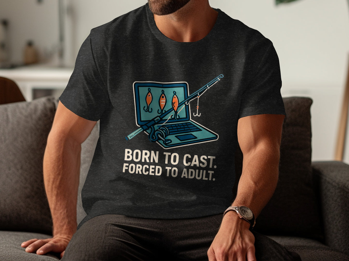 Born to Cast Forced to Adult Fishing T-Shirt product