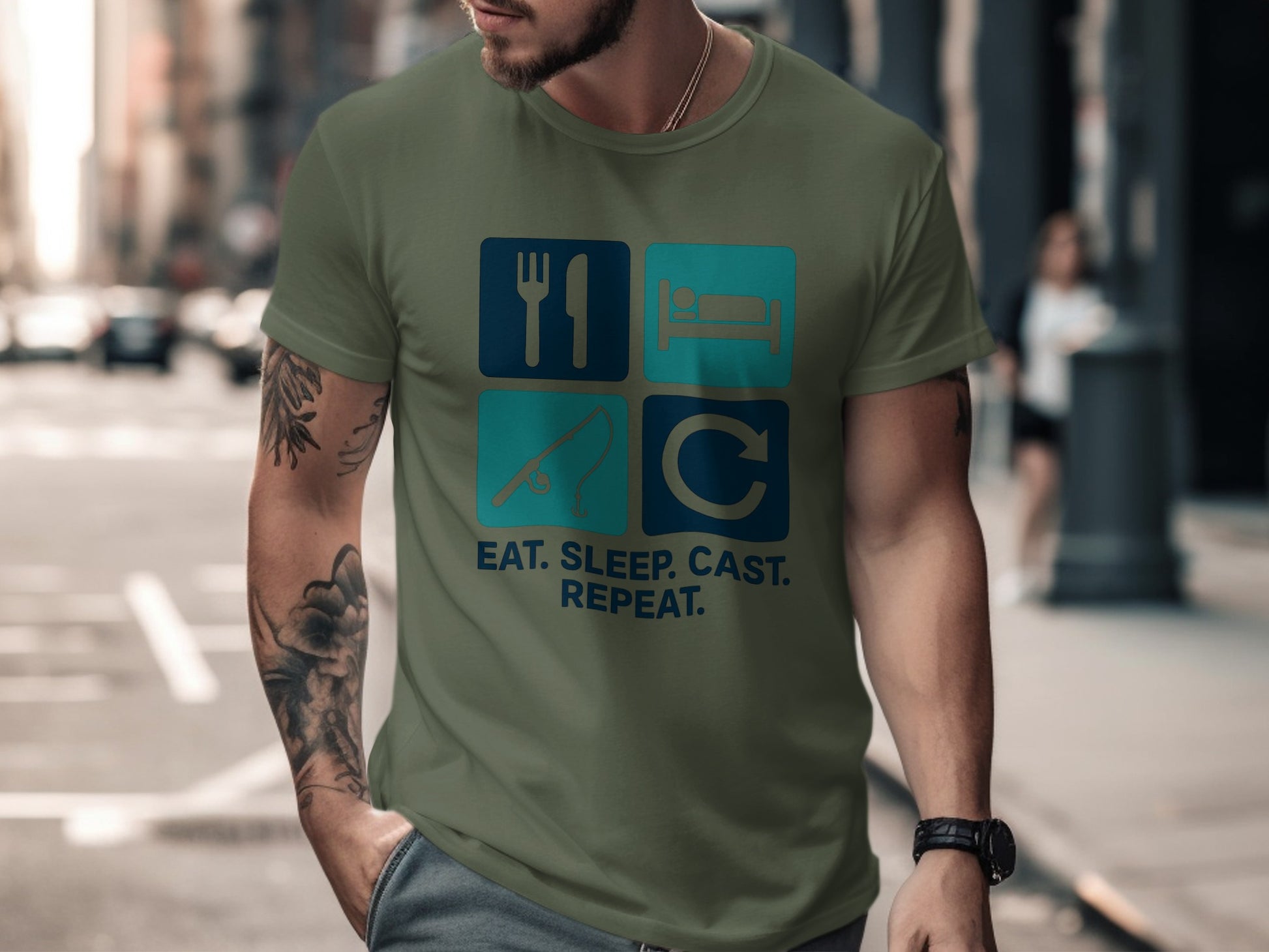 Eat Sleep Cast Repeat Fisherman T-Shirt product type