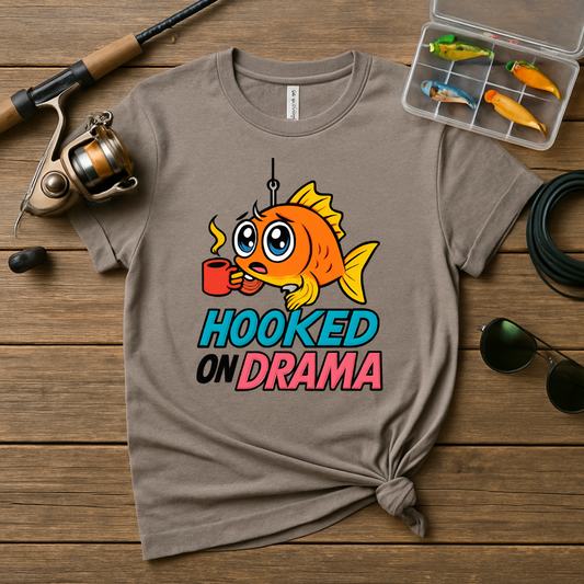 Hooked on Drama Funny Fishing Graphic Tee product
