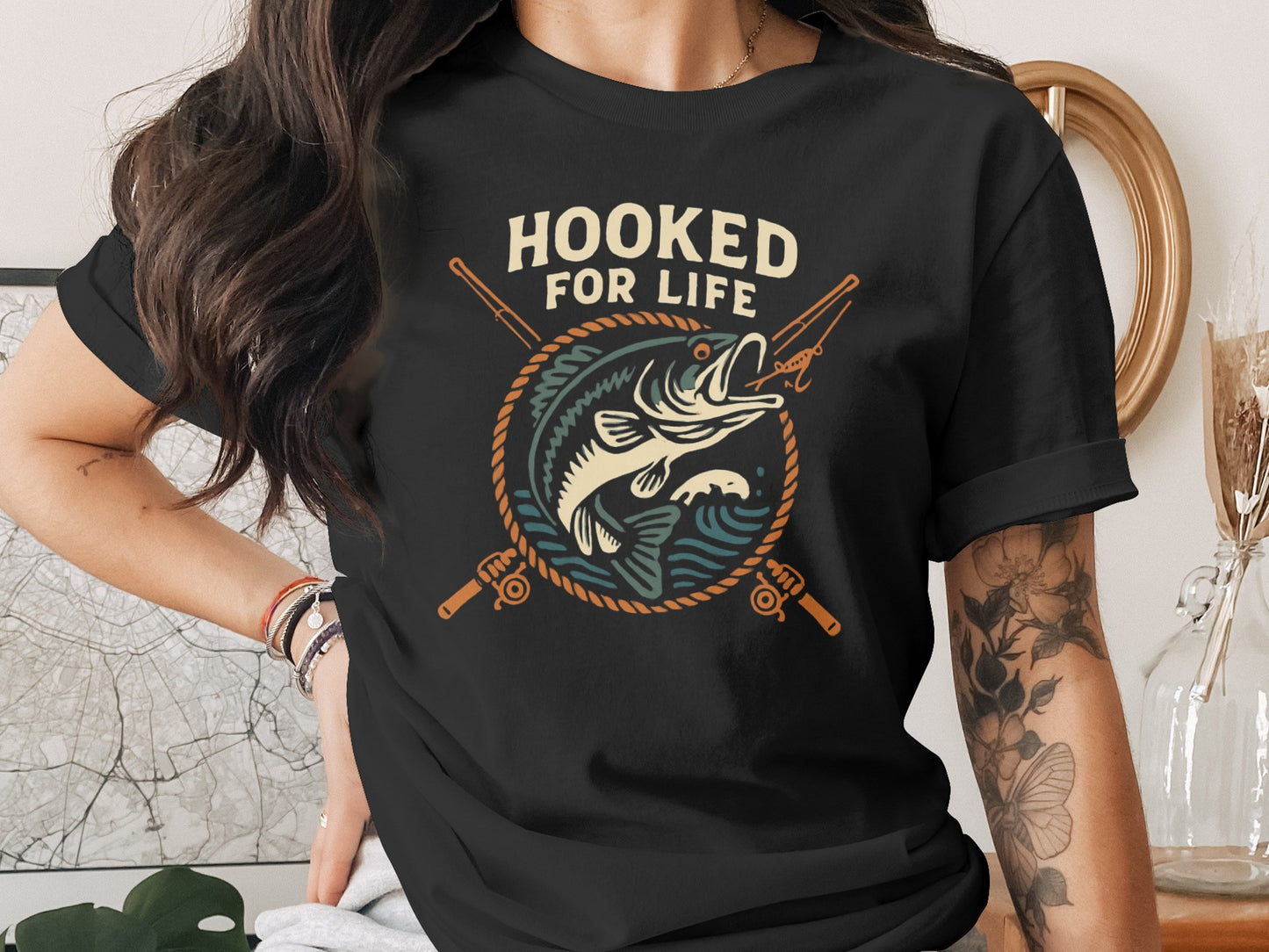 Hooked For Life Fishing Graphic Unisex T-Shirt product