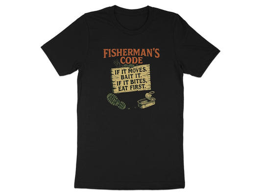 Fisherman's Code Bait It Eat First Text T-shirt
