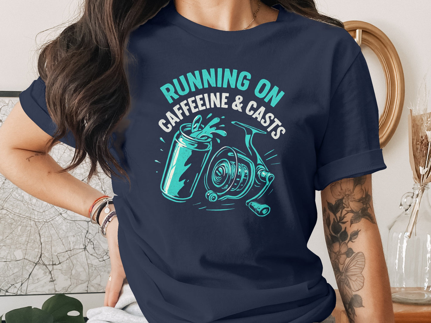 Running on Caffeine and Casts Fishing T-Shirt product type