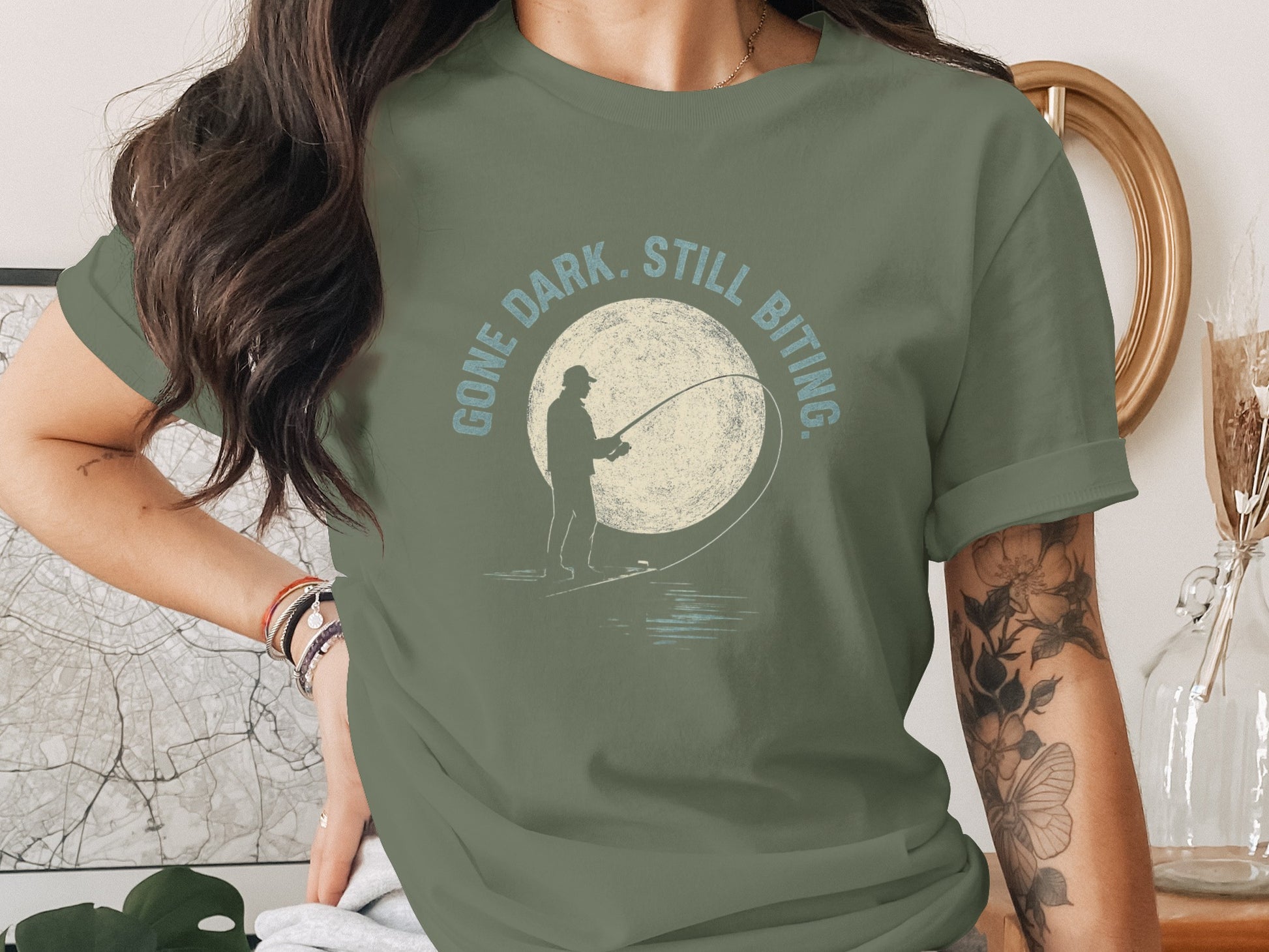 Gone Dark Still Biting Graphic Fishing T-shirt product type