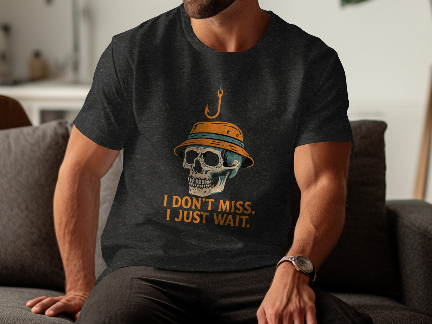 Skull Fisherman I Don't Miss I Just Wait T-Shirt product