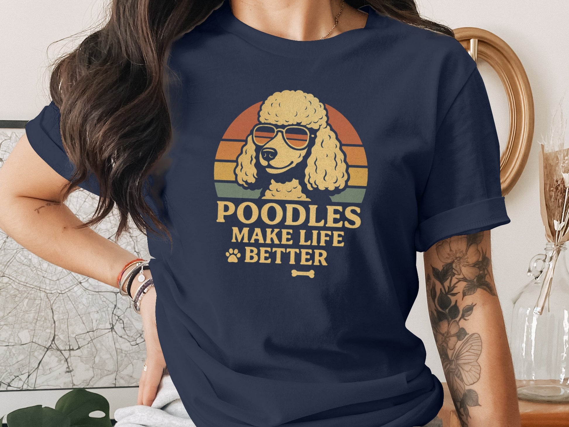 Poodles Make Life Better Cool Sunglasses Graphic T-shirt