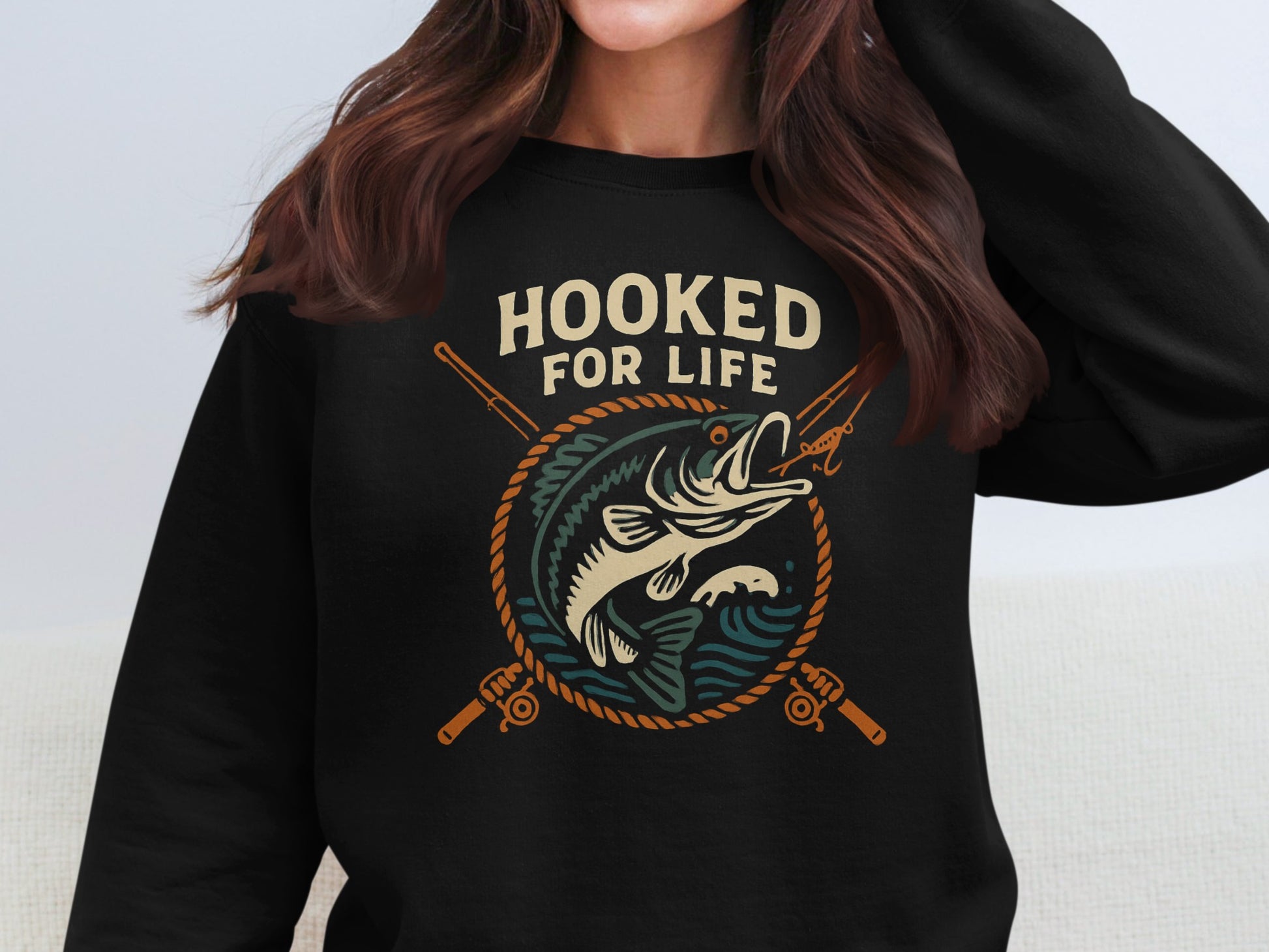 Hooked For Life Fishing Themed Sweatshirt product