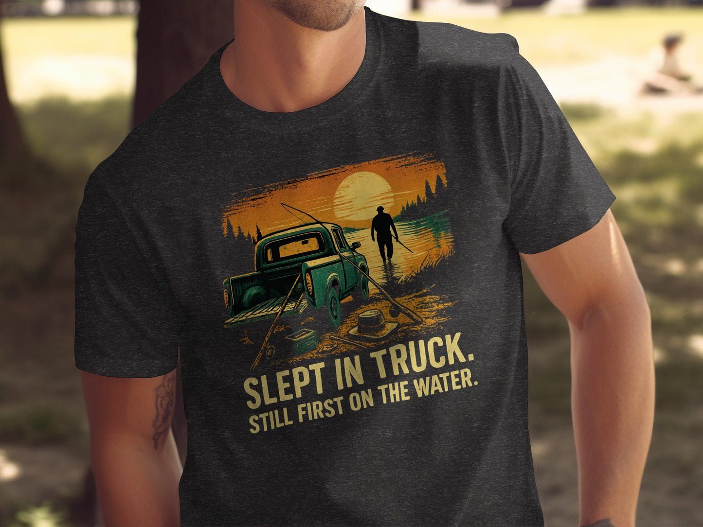 Slept In Truck Still First On The Water Graphic Tee product type