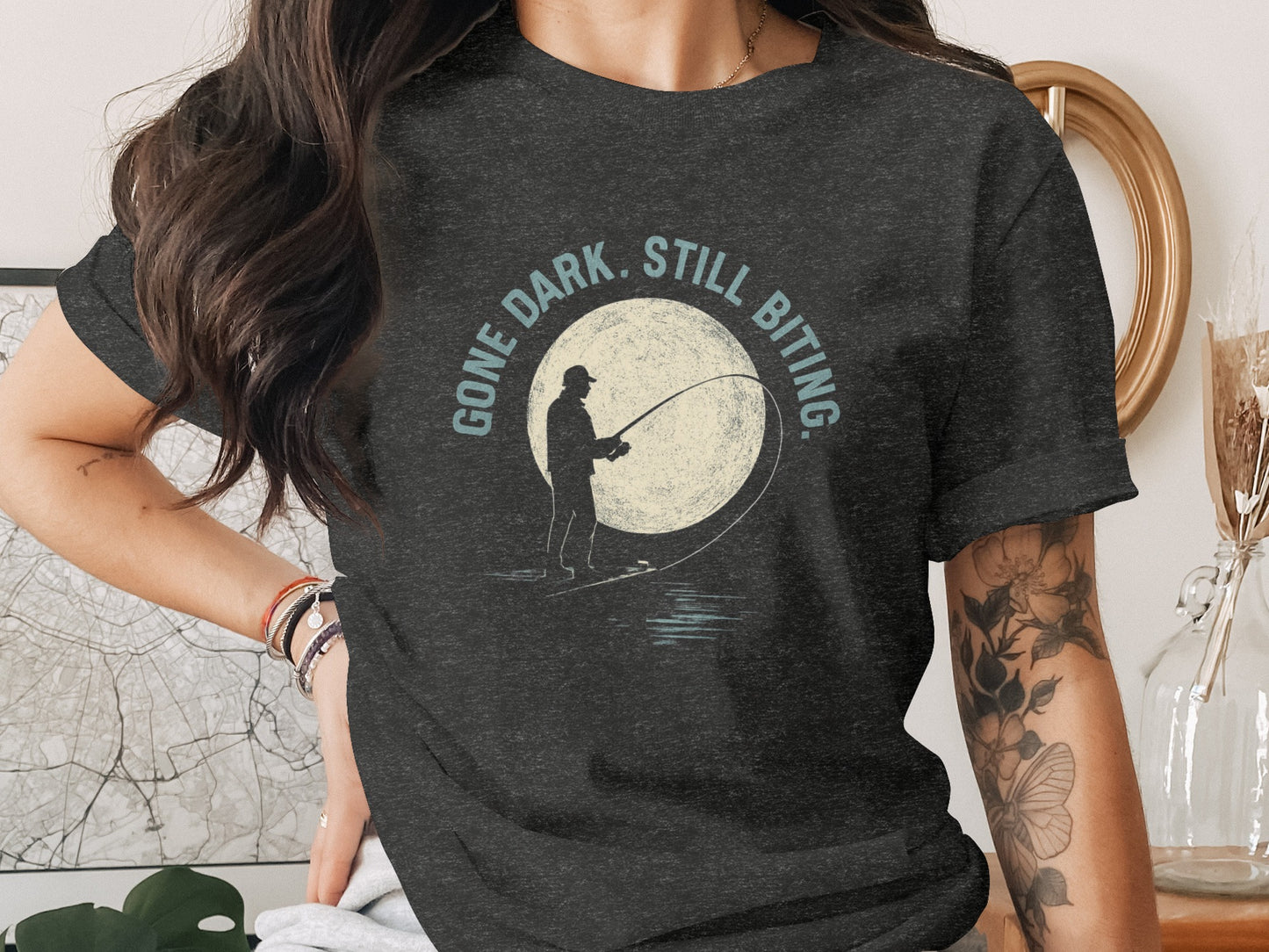 Gone Dark Still Biting Fishing Graphic T-shirt product type